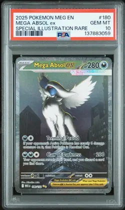 2025 POKEMON MEG EN-SPECIAL ILLUSTRATION RARE #180 MEGA ABSOL EX PSA 10 - Image 1