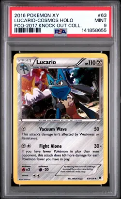 Lucario-Cosmos Holo Fco-2017 Knock Out Coll. Pokemon Xy Fates Collide 63 PSA 9 - Image 1