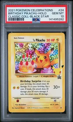 2021 POKEMON CELEBRATIONS CLASSIC COLL #24 BIRTHDAY PIKACHU-HOLO PSA 10 - Image 1