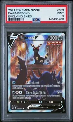 2021 POKEMON SWORD & SHIELD EVOLVING SKIES #189 FULL ART/UMBREON V PSA 9 - Image 1