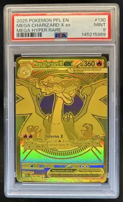 2025 Pokemon Phantasmal Flames Mega Charizard X ex Hyper Rare #130/094 PSA 9 - Image 1