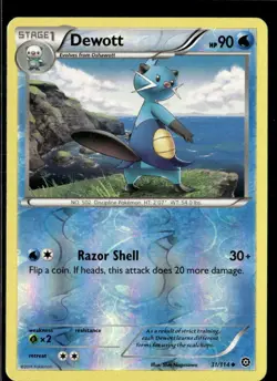 Pokemon Dewott 31/114 Steam Siege Reverse Holo Uncommon LP - Image 1