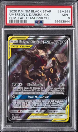 2020 POKEMON SM BLACK STAR PROMO TAG TEAM POWERS COLL UMBREON & DARKRAI GX PSA 9 - Image 1