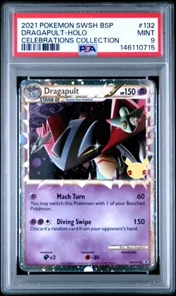 2021 POKEMON SWSH BLACK STAR PROMO CELEBRATIONS COLL #132 DRAGAPULT-HOLO PSA 9 - Image 1