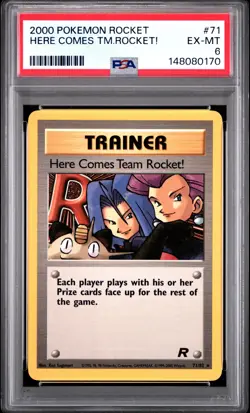 2000 POKEMON ROCKET #71 HERE COMES TEAM ROCKET! PSA 6 - Image 1