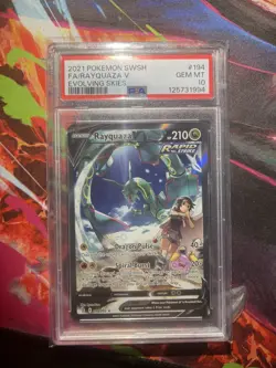 2021 POKEMON SWORD & SHIELD EVOLVING SKIES #194 FULL ART/RAYQUAZA V PSA 10 - Image 1