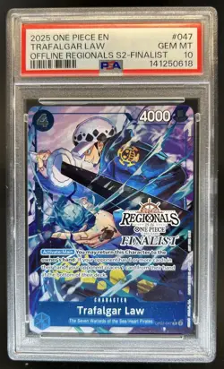 2025 One Piece Offline Regionals S2 Finalist Trafalgar Law #OP07-047 PSA 10 - Image 1