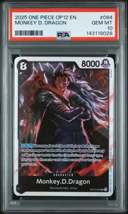 2025 One Piece OP12 En Monkey D Dragon #094 PSA 10 Gem Mint - Image 1