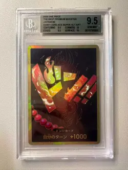 2024 One Piece Japanese PRB01 Portgas D.Ace Gold DON!! Super Alt Art BGS 9.5!! - Image 1