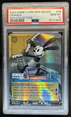 2024 Disney Lorcana TCG: Azurite Sea Oswald - The Lucky Rabbit #06/D23 PSA 10 - Image 1