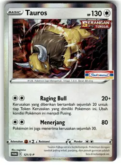 Pokemon 2022 Indonesia Tauros Promo Card 121/S-P Stamped Indomaret - Image 1
