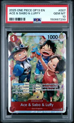 2025 ONE PIECE OP13-CARRYING ON HIS WILL #007 ACE & SABO & LUFFY PSA 10 - Image 1