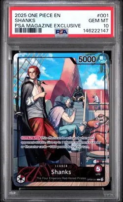 2025 ONE PIECE PROMOS PSA MAGAZINE EXCLUSIVE #001 SHANKS PSA 10 - Image 1