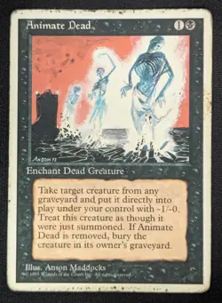 MTG Animate Dead- DAMAGED -4th Edition Magic the Gathering Card #118 - Image 1