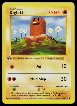 Pokemon Card - Diglett 1st Edition Base Set Shadowless 47/102 - Image 1