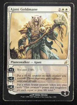 MTG Ajani Goldmane- DAMAGED -Lorwyn Magic the Gathering Card #001 - Image 1