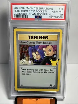 2021 POKEMON CELEBRATIONS CLASSIC COLL #15 HERE COMES TEAM ROCKET!-HOLO PSA 10 - Image 1