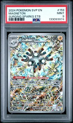 2024 POKEMON SVP SURGING SPARKS ELITE TRAINER BOX #159 MAGNETON PSA 9 - Image 1