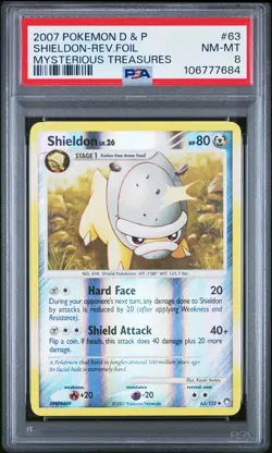 2007 POKEMON DIAMOND & PEARL MYSTERIOUS TREASURES SHIELDON-REVERSE FOIL PSA 8 - Image 1