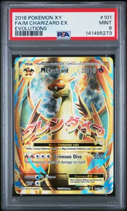 2016 POKEMON XY EVOLUTIONS #101 FULL ART/M CHARIZARD EX PSA 9 - Image 1