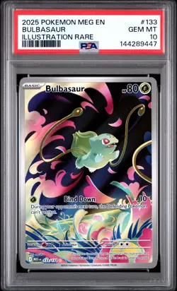 2025 POKEMON MEG EN-MEGA EVOLUTION ILLUSTRATION RARE #133 BULBASAUR PSA 10 - Image 1