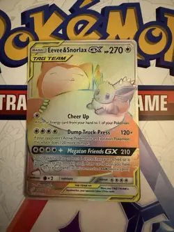 2019 Pokemon S & M Team Up Eevee & Snorlax GX Tag Team Secret Rare 191/181 READ! - Image 1