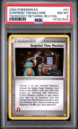 2004 POKEMON EX TEAM ROCKET RETURNS SURPRISE! TIME MACHINE-REVERSE FOIL PSA 8 - Image 1