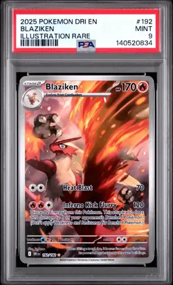 2025 Pokemon Destined Rivals Blaziken Illustration Rare #192 PSA 9 MINT - Image 1