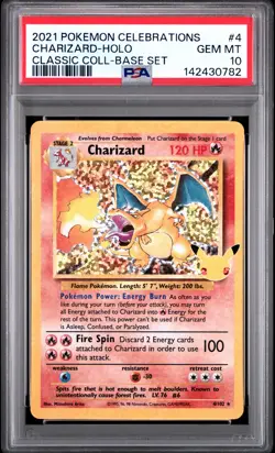 2021 POKEMON CELEBRATIONS CLASSIC COLL #4 CHARIZARD-HOLO PSA 10 - Image 1