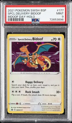2021 POKEMON SWSH BLACK STAR PROMO BIDOOF DAY SPECIAL DELIVERY BIDOOF-HOLO PSA 9 - Image 1