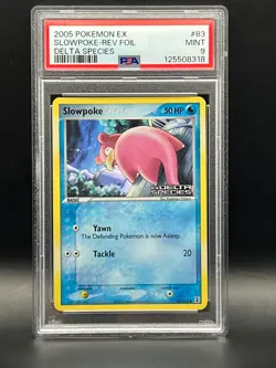2005 Pokemon EX Delta Species- Slowpoke 83/113 Reverse Holo- Low POP- PSA Mint 9 - Image 1