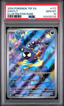 2024 POKEMON TEF EN-TEMPORAL FORCES ILLUSTRATION RARE #177 GASTLY PSA 10 - Image 1