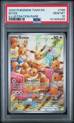 2024 POKEMON TWM EN-TWILIGHT MASQUERADE ILLUSTRATION RARE #188 EEVEE PSA 10 - Image 1