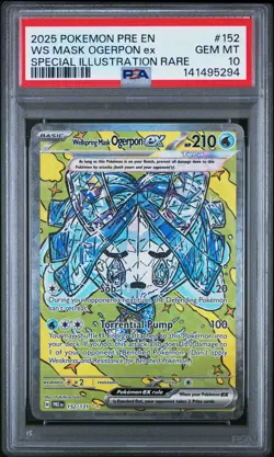 2025 POKEMON PRE EN-PRISMATIC EVOLUTIONS #152 WELLSPRING MASK OGERPON EX PSA 10 - Image 1