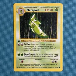 Pokemon Vintage 1st Edition Metapod 054/102 Base Set (Shadowless) Wotc 1999 - Image 1