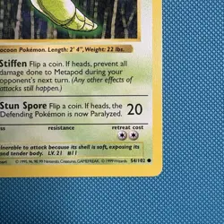 Pokemon Vintage 1st Edition Metapod 054/102 Base Set (Shadowless) Wotc 1999 - Image 4