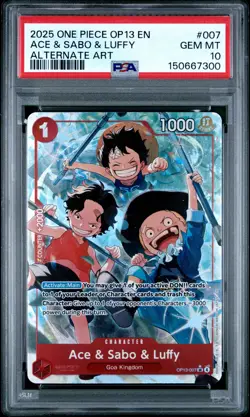 2025 ONE PIECE OP13-CARRYING ON HIS WILL ALTERNATE ART ACE & SABO & LUFFY PSA 10 - Image 1