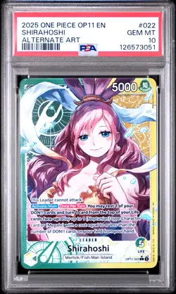 2025 ONE PIECE OP11-A FIST OF DIVINE SPEED ALTERNATE ART #022 SHIRAHOSHI PSA 10 - Image 1