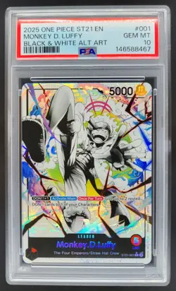 2025 One Piece Monkey D. Luffy Black & White Alt Art ST21-001 PSA 10 DD5 - Image 1