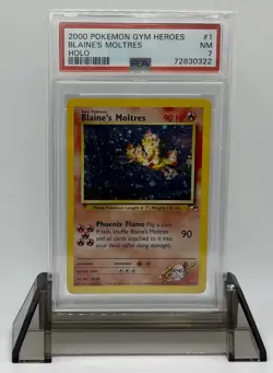 2000 Pokemon Gym Heroes Blaine’s Moltres #1 Holo PSA 7 - Image 1