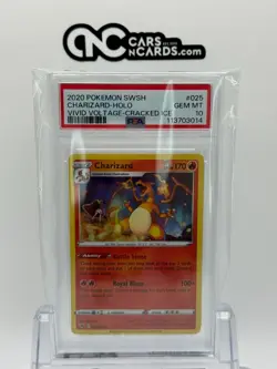 2020 POKEMON SWORD & SHIELD #025 CHARIZARD-HOLO VIVID VOLTAGE-CRACKED ICE PSA 10 - Image 3