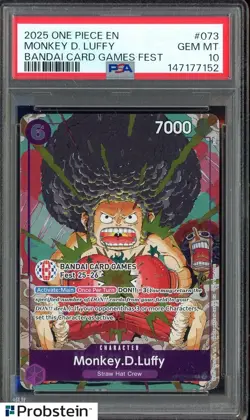 #3 2025 One Piece EN Bandai Card Games Fest #073 Monkey D Luffy PSA 10 GEM MINT - Image 1