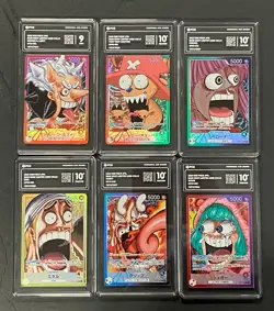 Lot (6) 2025 One Piece JPN Base Shop Ltd Colle PCG Graded 9-10 cards w/ Luffy - Image 1