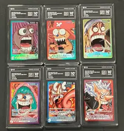 Lot (6) 2025 One Piece JPN Base Shop Ltd Colle PCG Graded 10 cards w/ Luffy - Image 1