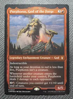 MTG FOIL ETCHED Purphoros, God of the Forge- DAMAGED -Commander Masters Card 547 - Image 1