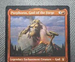 MTG FOIL ETCHED Purphoros, God of the Forge- DAMAGED -Commander Masters Card 547 - Image 3