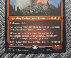 MTG FOIL ETCHED Purphoros, God of the Forge- DAMAGED -Commander Masters Card 547 - Image 4