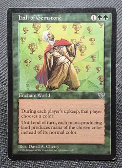 MTG Hall of Gemstone- DAMAGED -Mirage Magic the Gathering Card #221 - Image 1