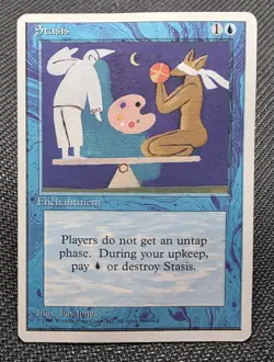 MTG Stasis- DAMAGED -4th Edition Magic the Gathering Card #104 - Image 1