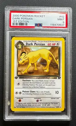 2000 Pokemon TEAM ROCKET 1st Edition DARK PERSIAN 42/82 PSA graded 9 MINT - Image 1